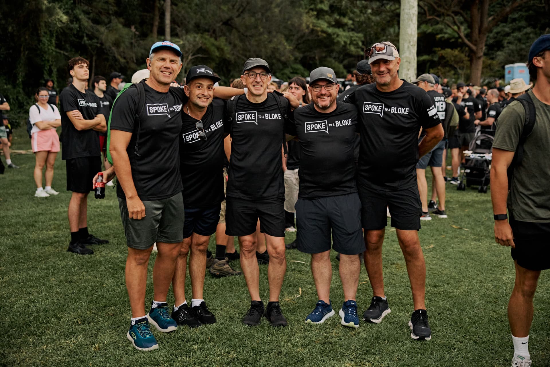Men walking together at a Spoke to a Bloke Walk for a Bloke event